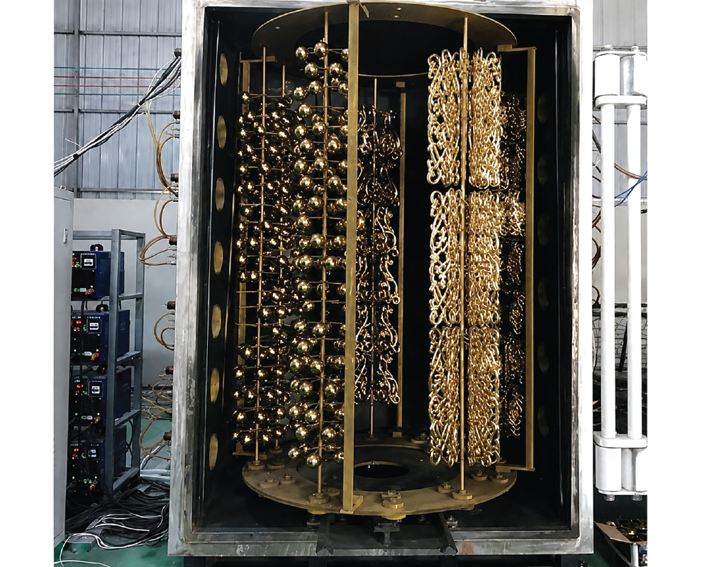PVD coating process creating durable decorative finish on metal surface